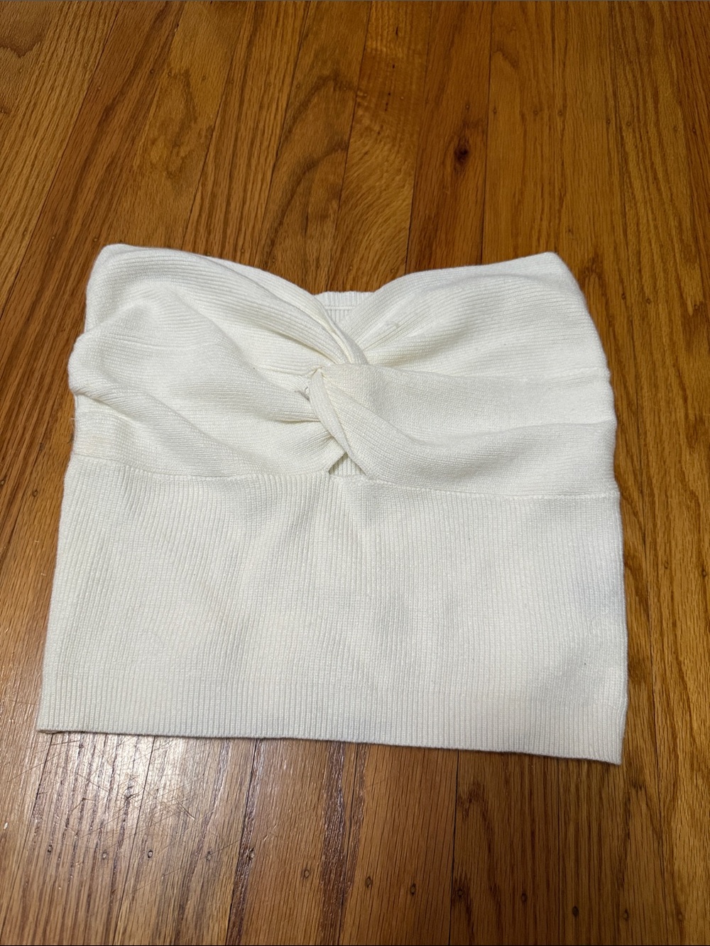 Cream Twist-Front Tube Top